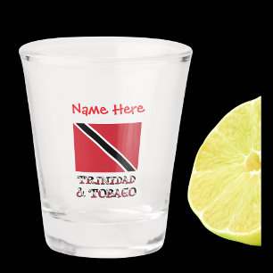 Trinidad Tobago Trinidadianische Flagge Rot Person Schnapsglas