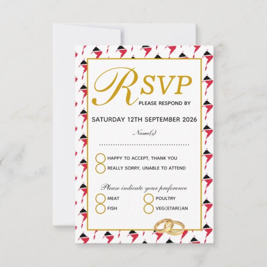 TRINIDAD TOBAGO Wedding RSVP Response Card (Vorderseite)