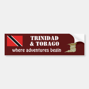 Trinidad- u. Tobago-Flagge + Karten-Autoaufkleber Autoaufkleber