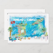 Trinidad und Tobago Antilles Illustrierte Karte (Vorne/Hinten)