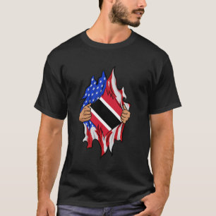 Trinidad und Tobago Blood Inside Me Proud Flag Rip T-Shirt