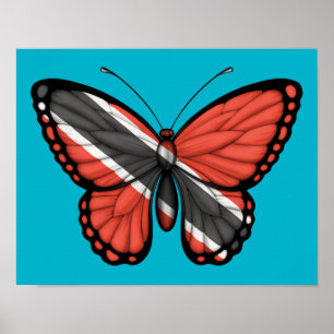 Trinidad und Tobago Butterfly Flag Poster