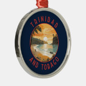 Trinidad und Tobago Caribbean Distressed Circle Ornament Aus Metall (Rechts)