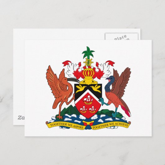 Trinidad und Tobago Coat of Arms Postcard Postkarte (Vorne/Hinten)