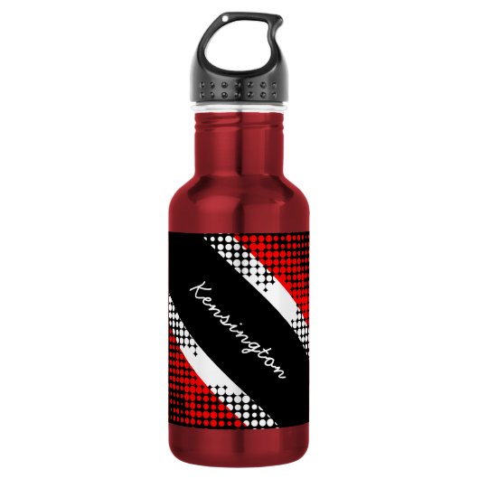 Trinidad und Tobago Dot Muster mit Namen Edelstahlflasche (Vorderseite)
