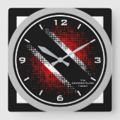 Trinidad und Tobago Dot Pattern Flag Grau Edge Quadratische Wanduhr (Vorderseite)