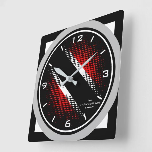Trinidad und Tobago Dot Pattern Flag Grau Edge Quadratische Wanduhr (Winkel)