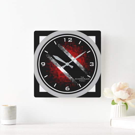 Trinidad und Tobago Dot Pattern Flag Grau Edge Quadratische Wanduhr (Zuhause)