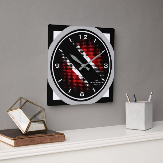 Trinidad und Tobago Dot Pattern Flag Grau Edge Quadratische Wanduhr (Büro)