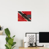 Trinidad und Tobago Flag auf der alten akustischen Poster (Heimbüro)
