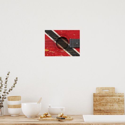 Trinidad und Tobago Flag auf der alten akustischen Poster (Küche)