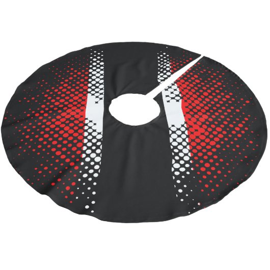Trinidad und Tobago Flag (Dot Pattern) Polyester Weihnachtsbaumdecke (Schrägansicht)