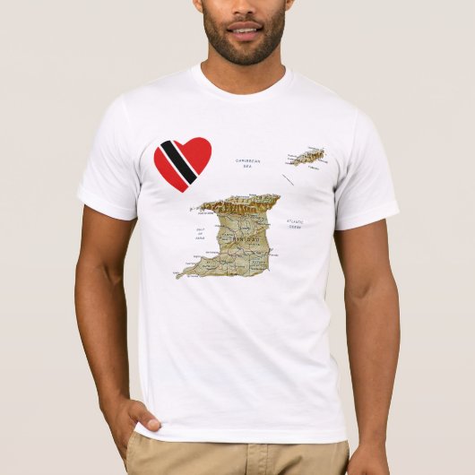 Trinidad und Tobago Flag Herzstück und Karte T - S T-Shirt (Vorderseite)