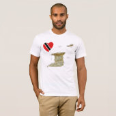Trinidad und Tobago Flag Herzstück und Karte T - S T-Shirt (Vorne ganz)