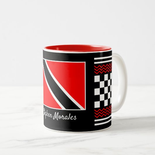 Trinidad und Tobago Flag mit Ihrem Namen auf Zweifarbige Tasse (VorderseiteRechts)