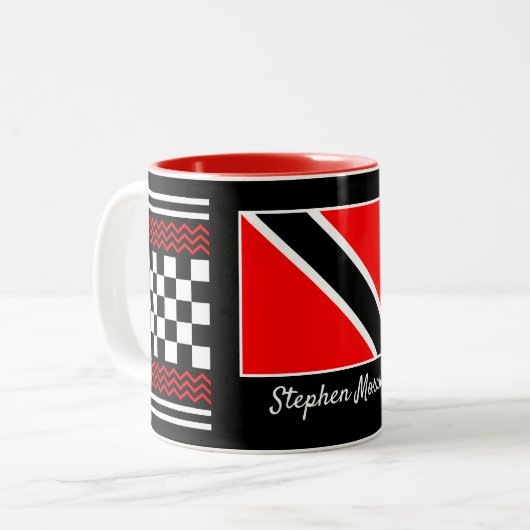 Trinidad und Tobago Flag mit Ihrem Namen auf Zweifarbige Tasse (Vorderseite Links)