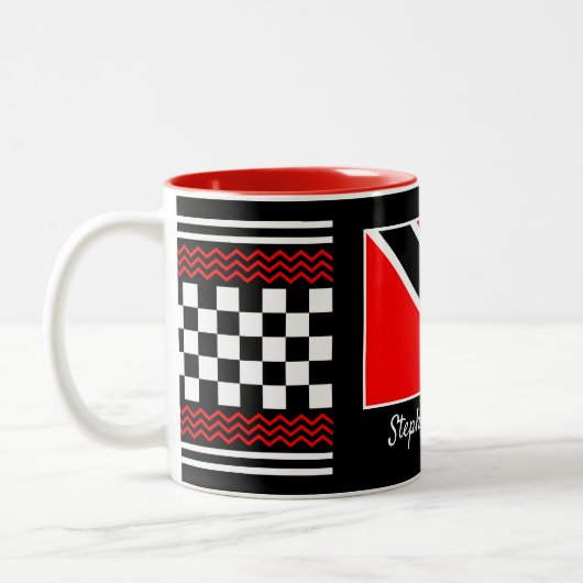 Trinidad und Tobago Flag mit Ihrem Namen auf Zweifarbige Tasse (Links)