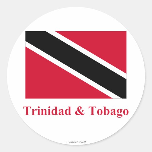 Trinidad und Tobago Flag mit Namen Runder Aufkleber (Vorderseite)