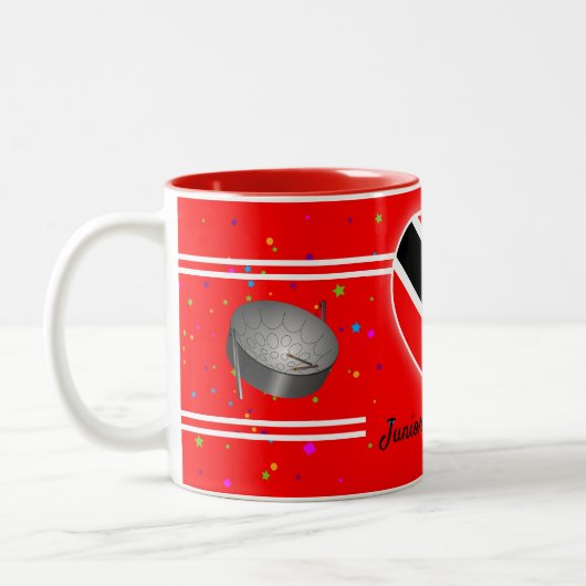 Trinidad und Tobago Flag & Steelpan (Ihr Name) Zweifarbige Tasse (Links)