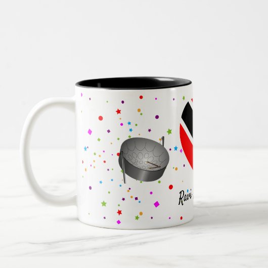 Trinidad und Tobago Flag & Steelpan (Ihr Name) Zweifarbige Tasse (Links)