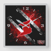 Trinidad und Tobago Flag und Karte GRAU. GRENZE Quadratische Wanduhr (Vorderseite)