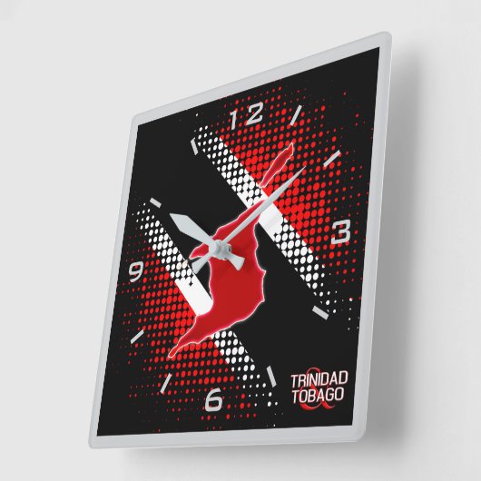 Trinidad und Tobago Flag und Karte GRAU. GRENZE Quadratische Wanduhr (Winkel)