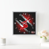 Trinidad und Tobago Flag und Karte GRAU. GRENZE Quadratische Wanduhr (Zuhause)