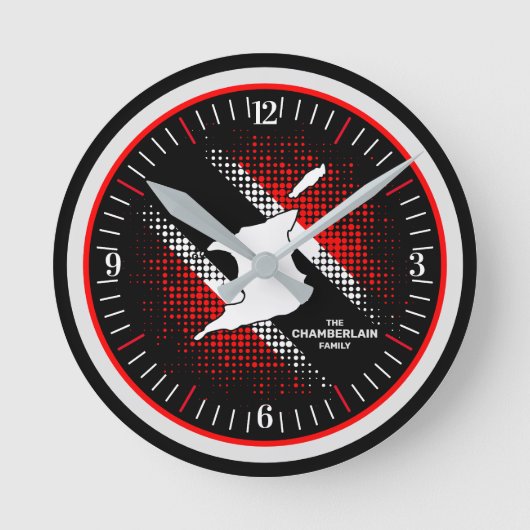 Trinidad und Tobago Flag und Karte Runde Wanduhr (Vorderseite)