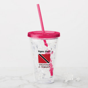 Trinidad und Tobago Flagge Personalisiert Acryltrinkbecher