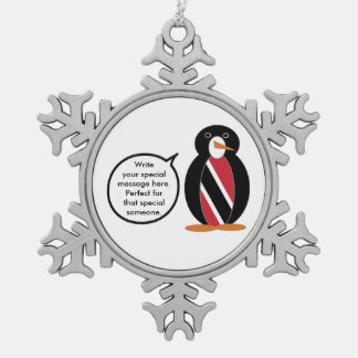 Trinidad und Tobago Flagge Sprechende Frau Ms. Pen Schneeflocken Zinn-Ornament
