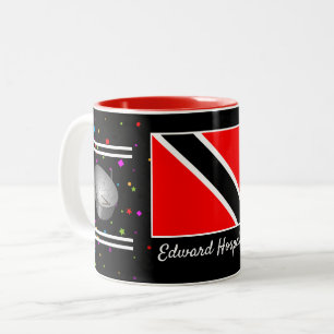 Trinidad und Tobago-Flagge & Steelpan (Ihr Name) Zweifarbige Tasse