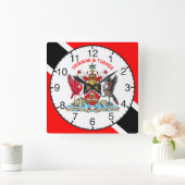 Trinidad und Tobago-Flagge und Wappen Quadratische Wanduhr (Zuhause)