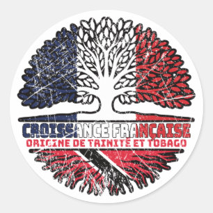 Trinidad und Tobago Französisch-Tree-Roots-Flagge Runder Aufkleber