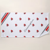 Trinidad und Tobago Herzereflagge mit Namen auf de Strandtuch (Vorderseite)