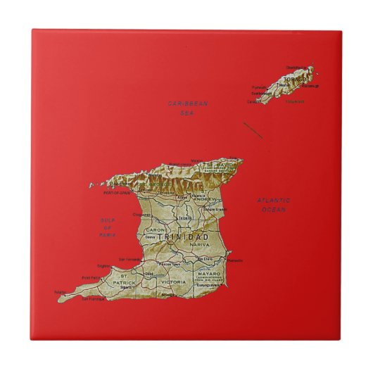 Trinidad und Tobago-Karten-Fliese Fliese (Vorderseite)