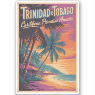 Trinidad und Tobago Landschaft Illustration Reise Aufkleber