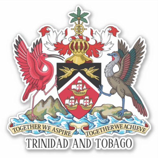 Trinidad und Tobago National Coat of Arms Aufkleber (Vorderseite)