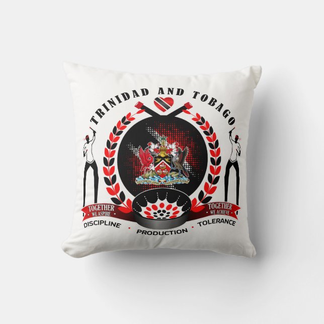 Trinidad und Tobago National Pride Emblem auf Weiß Kissen (Vorderseite)