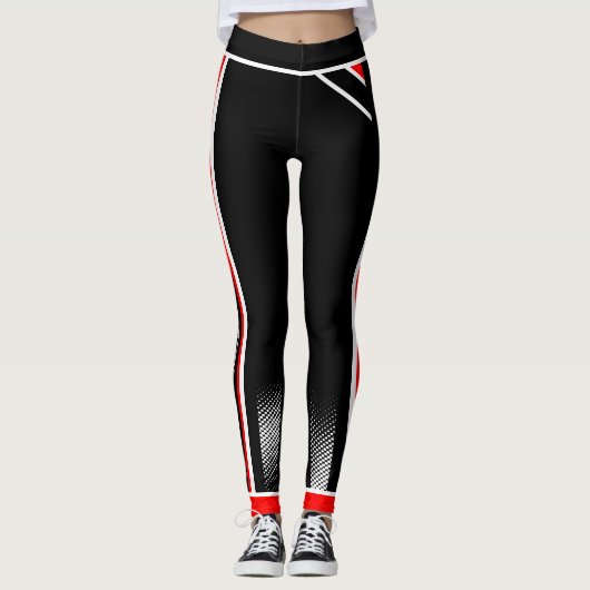Trinidad und Tobago on (Rotes Weiß Schwarz) Leggings (Vorderseite)