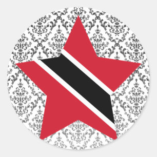 Trinidad+und+Tobago-Stern Runder Aufkleber