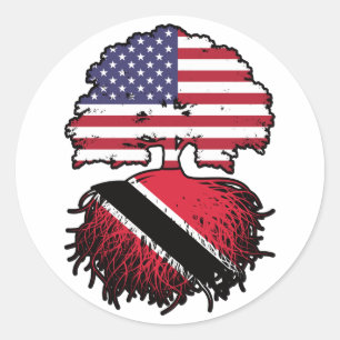 Trinidad und Tobago Trinidadian American USA Tree Runder Aufkleber