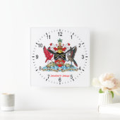 Trinidad und Tobago-Wappen Quadratische Wanduhr (Zuhause)