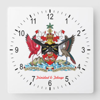 Trinidad und Tobago-Wappen Quadratische Wanduhr