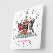 Trinidad und Tobago-Wappen Quadratische Wanduhr (Winkel)