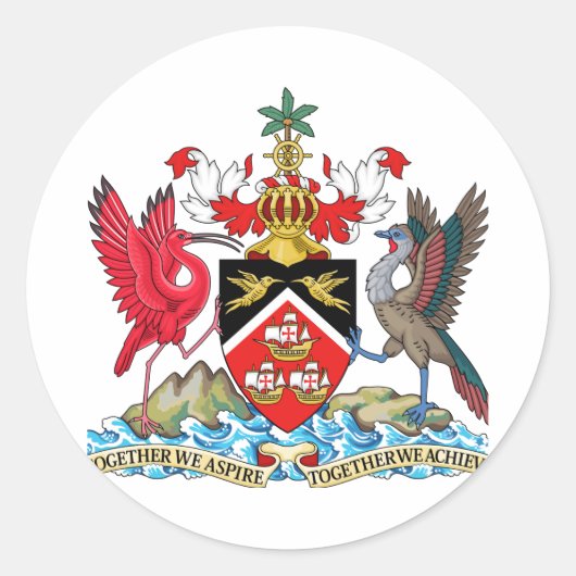 Trinidad und Tobago Wappen Runder Aufkleber (Vorderseite)