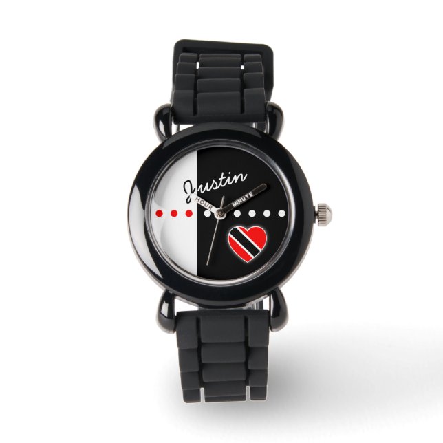 Trinidadian-Herzflagge Armbanduhr (Vorderseite)