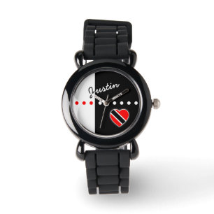 Trinidadianische Herzflagge Armbanduhr