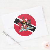 Trinidadians und Tobago Flagge & Wappen Runder Aufkleber (Umschlag)