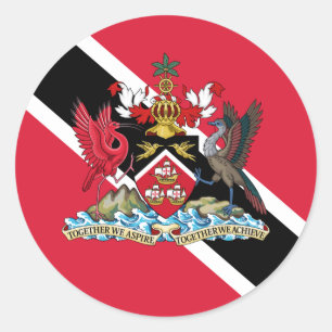 Trinidadians und Tobago Flagge & Wappen Runder Aufkleber