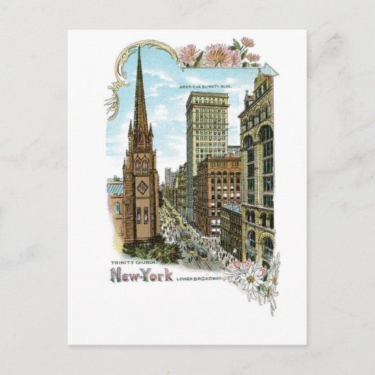 Trinity Church. New York, Lower Broadway Postkarte (Vorderseite)